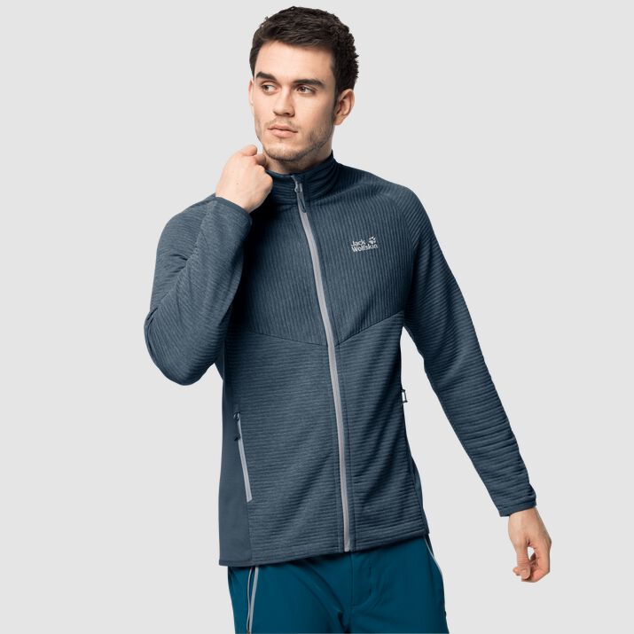 Chamarra Polar Jack Wolfskin Active Tongari Hombre Grises Azules Mexico-3216745